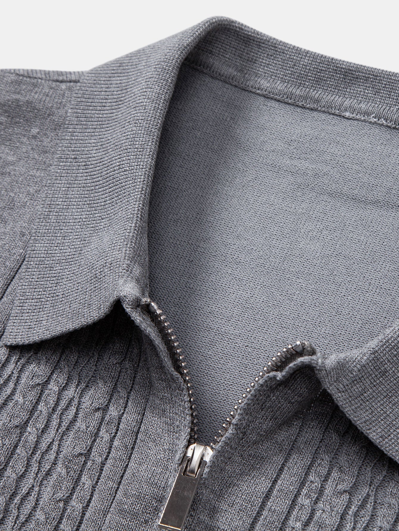 Elijah | Twist Jacquard Knitted Zipper Polo Shirt - Image 3