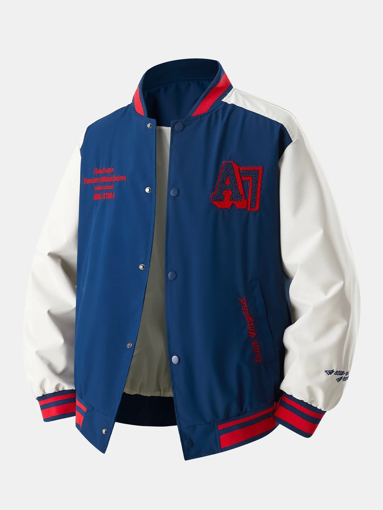 Eliseo® | Relax Fit Contrast Embroidery Baseball Jacket - Image 19