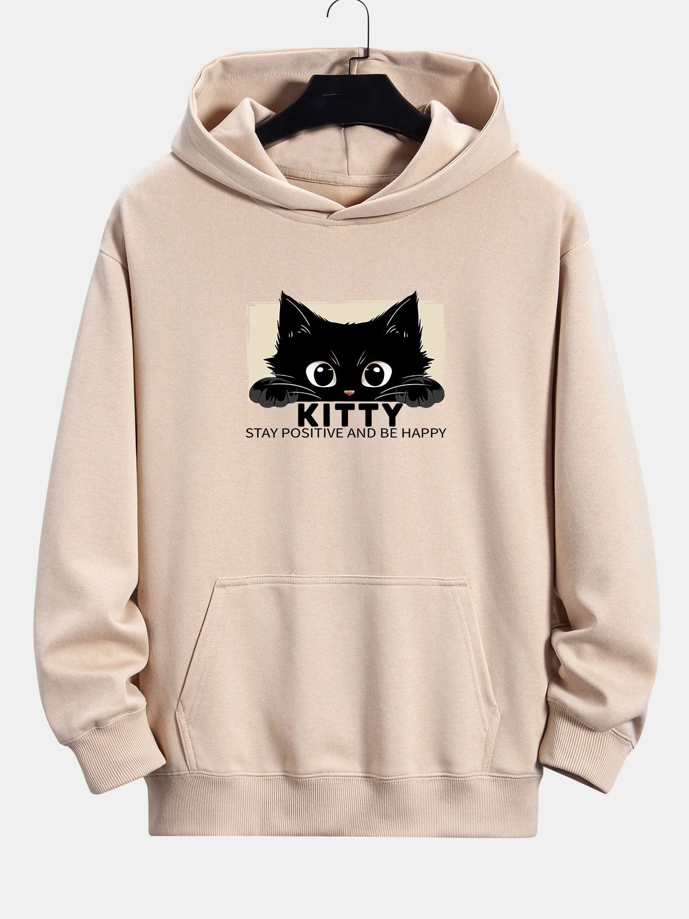 Eliseo | Black Cat Print Relax Fit Hoodie - Image 3
