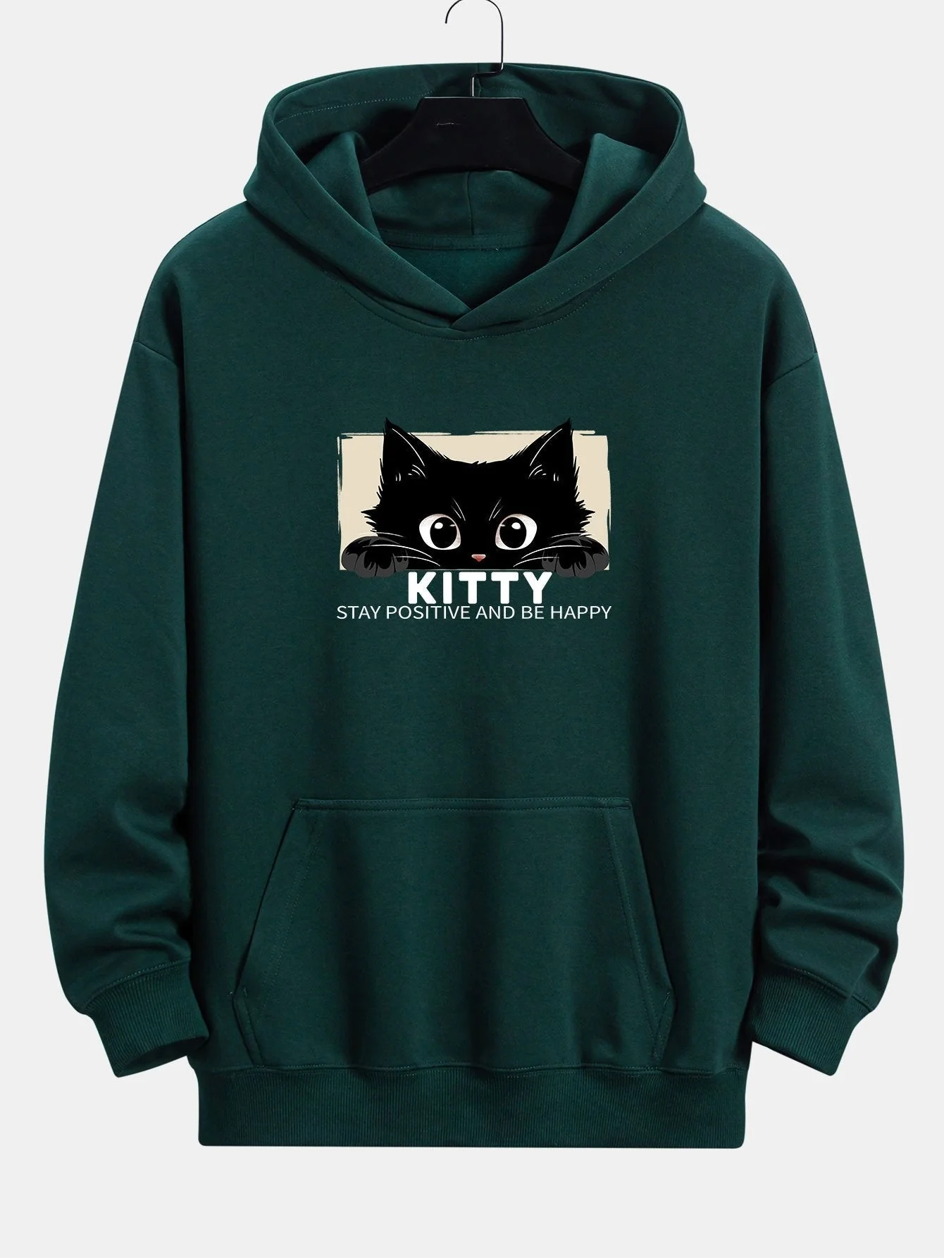 Eliseo | Black Cat Print Relax Fit Hoodie - Image 6