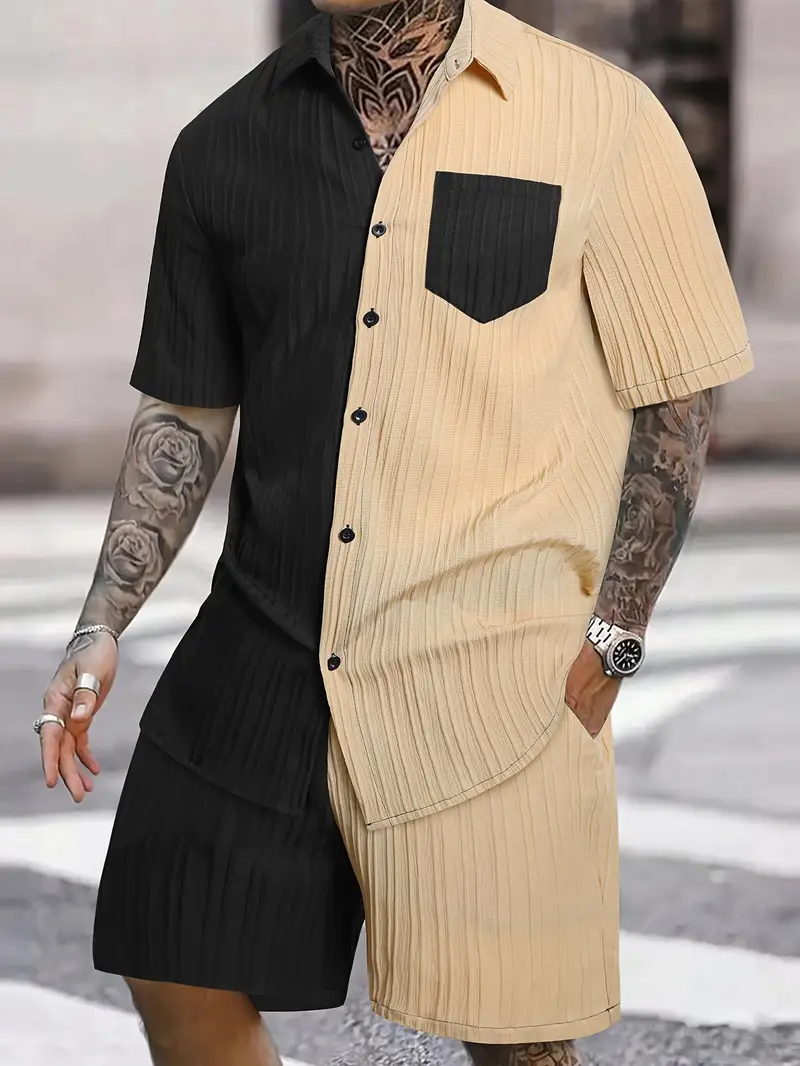 Elizabeth® | Color Block Summer Outfit Set For Men - Image 3