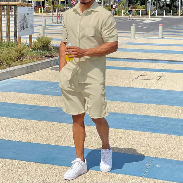Elmer® | Men's Summer Clothing Casual Vest Shorts Sports Men's Sets Luxury Shirt For Men - Image 2
