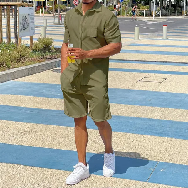 Elmer® | Men's Summer Clothing Casual Vest Shorts Sports Men's Sets Luxury Shirt For Men - Image 3