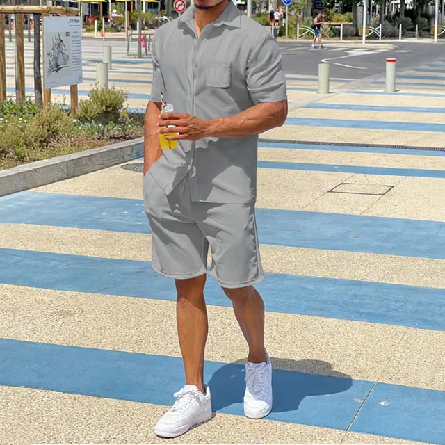 Elmer® | Men's Summer Clothing Casual Vest Shorts Sports Men's Sets Luxury Shirt For Men - Image 5