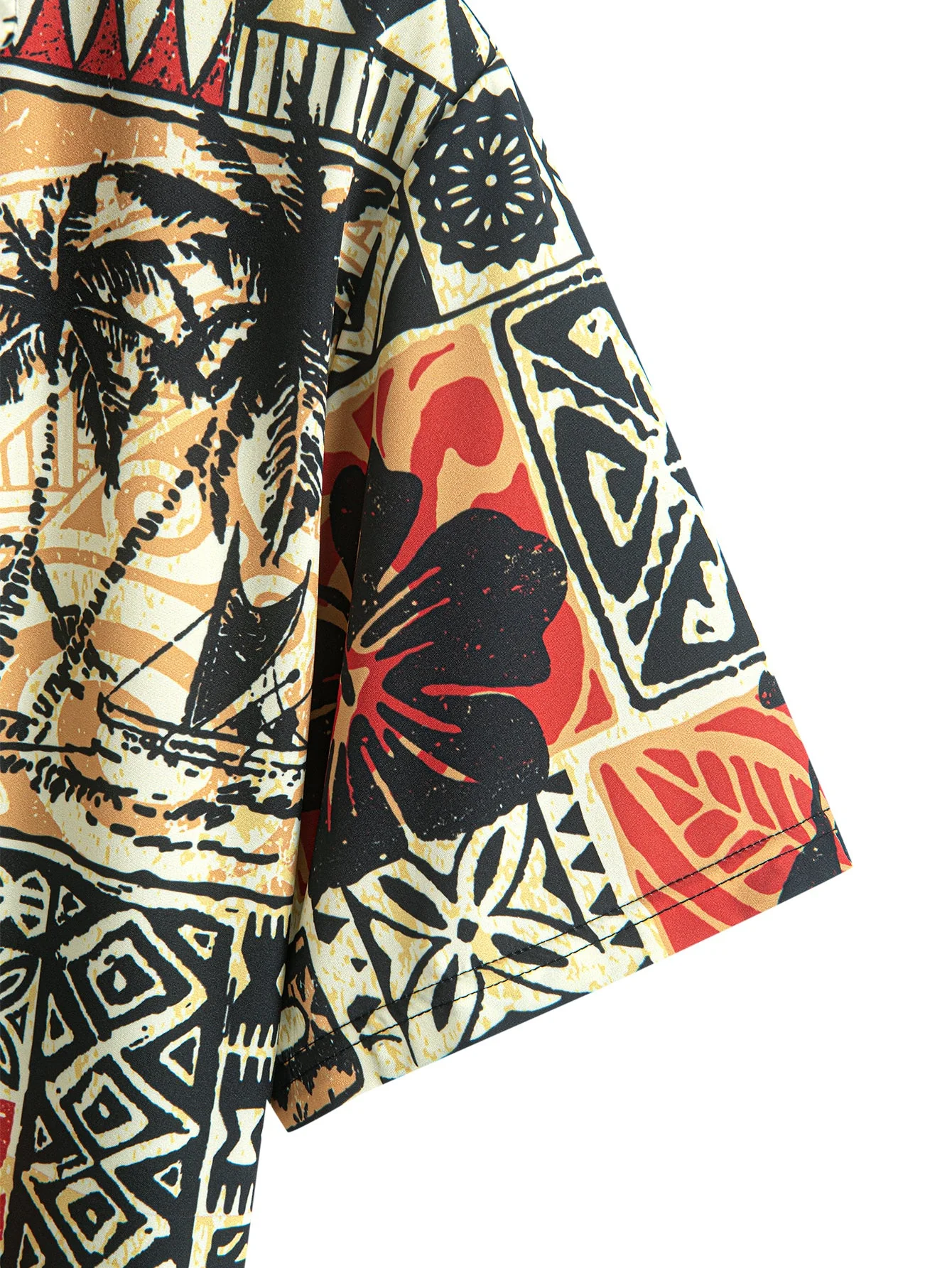 Elmer® | Palm Tree Turtle Ethnic Geometry Print Button Up Shirt - Image 4