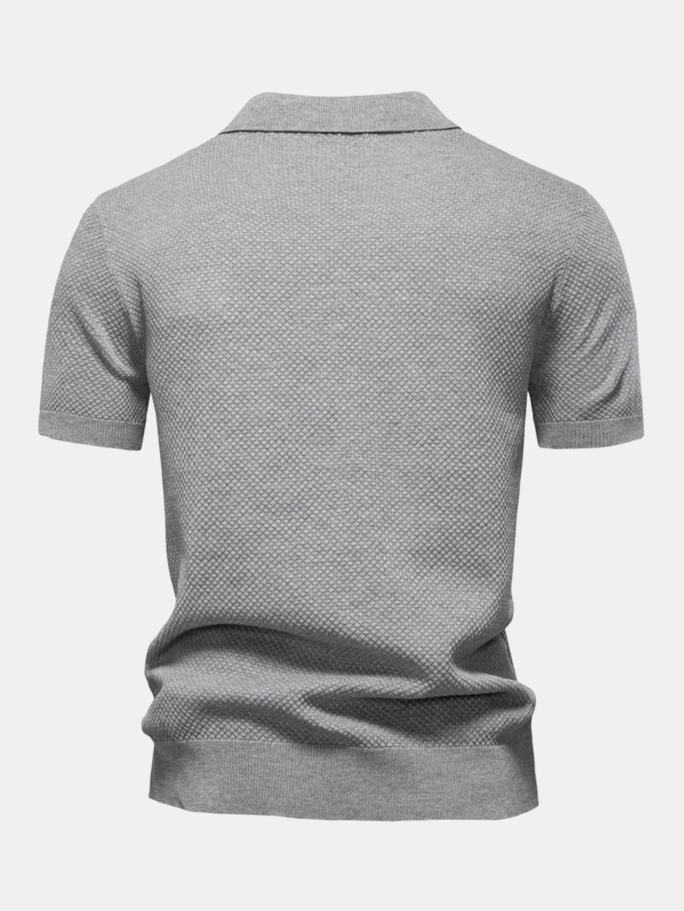 Elton® | Pineapple Texture Knit V Neck Polo - Image 10