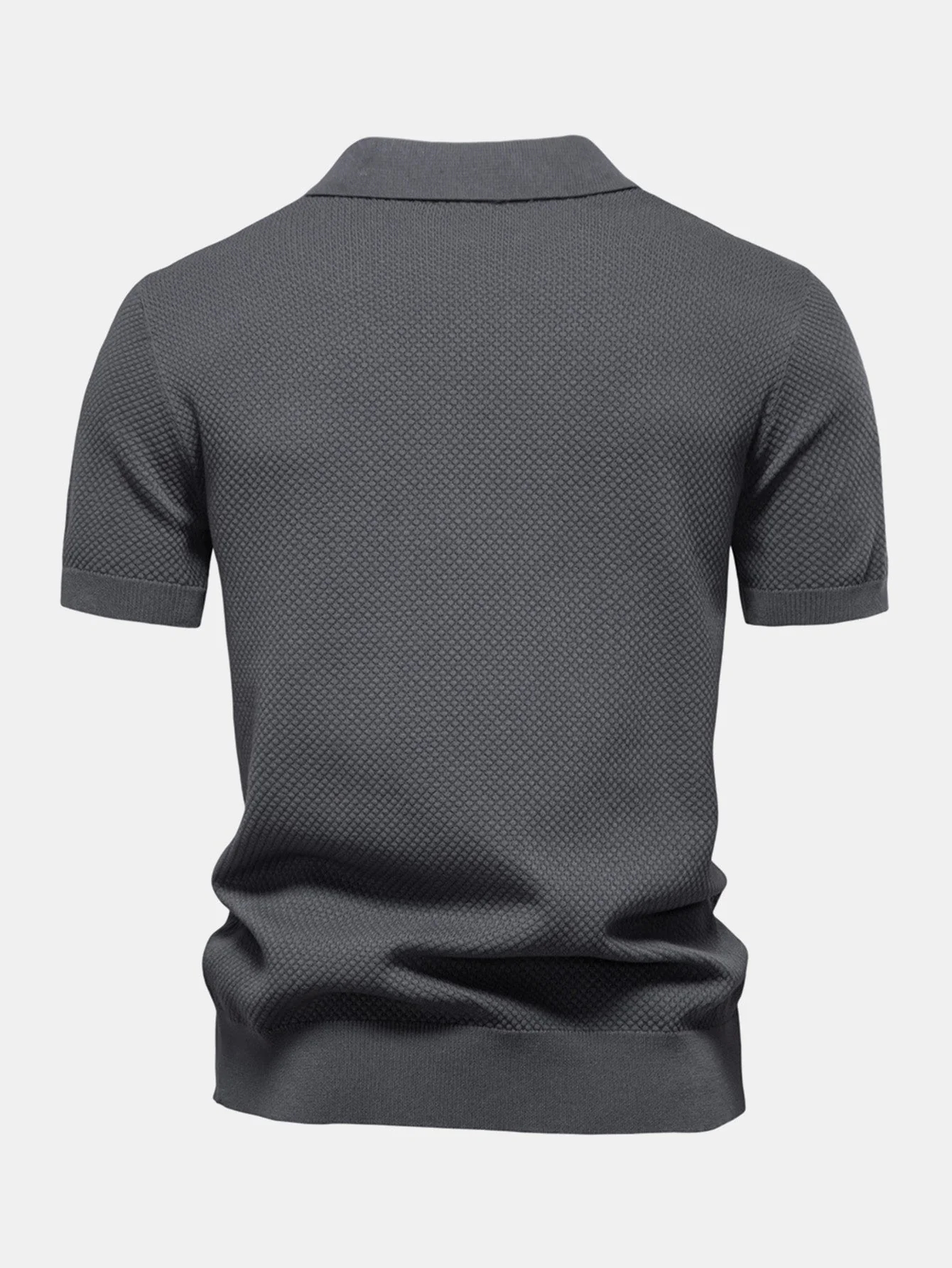 Elton® | Pineapple Texture Knit V Neck Polo - Image 12