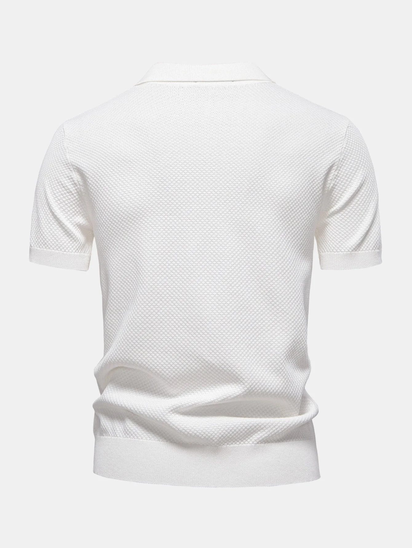 Elton® | Pineapple Texture Knit V Neck Polo - Image 14