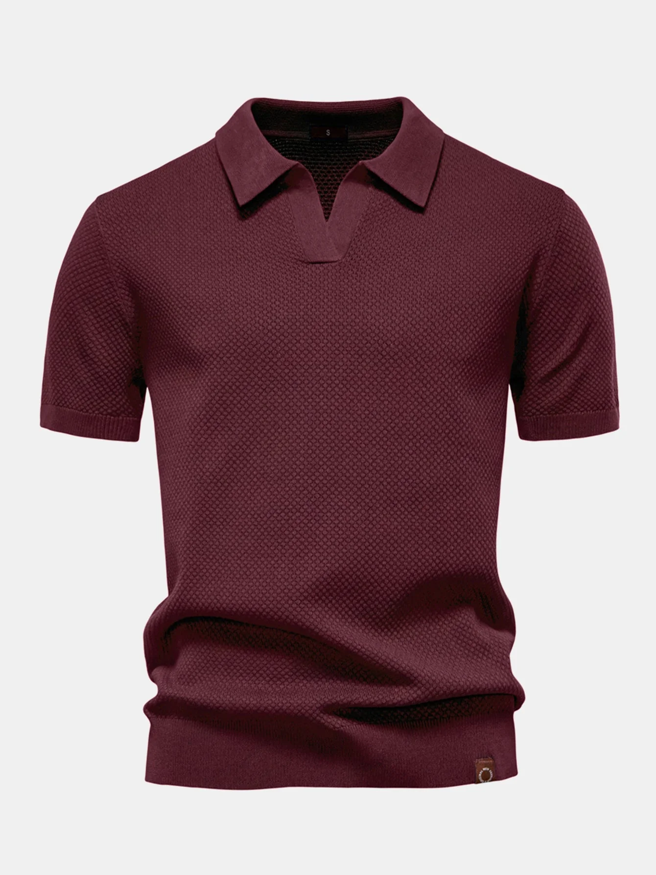Elton® | Pineapple Texture Knit V Neck Polo - Image 16
