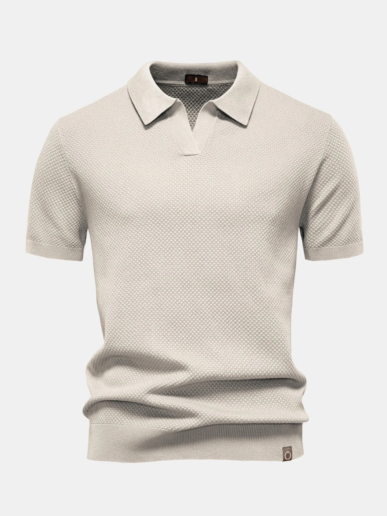 Elton® | Pineapple Texture Knit V Neck Polo - Image 17