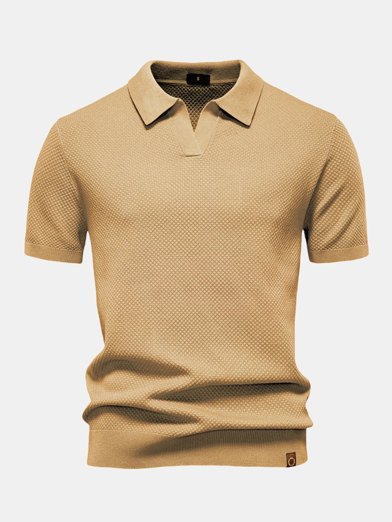Elton® | Pineapple Texture Knit V Neck Polo - Image 18