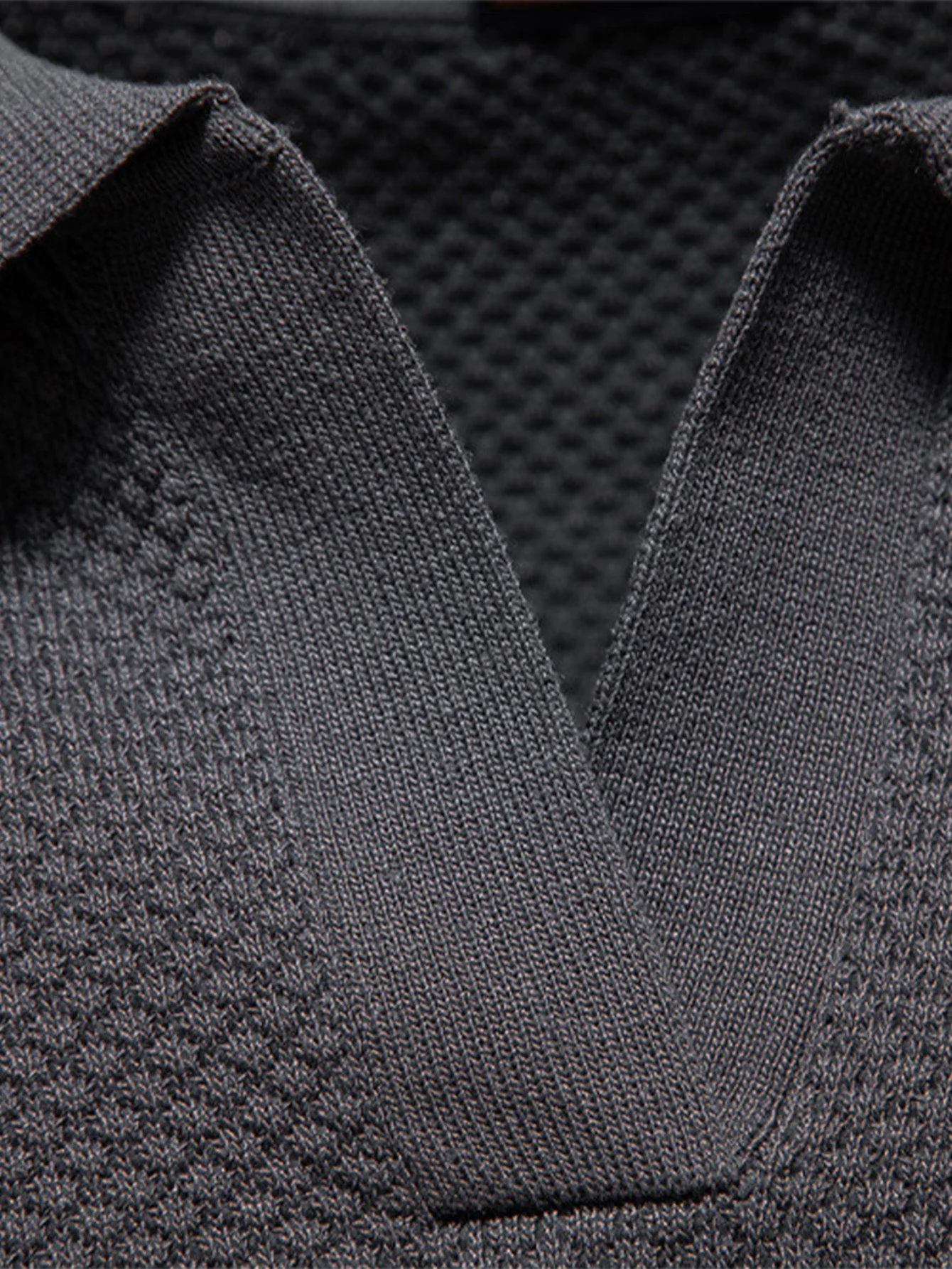 Elton® | Pineapple Texture Knit V Neck Polo - Image 19