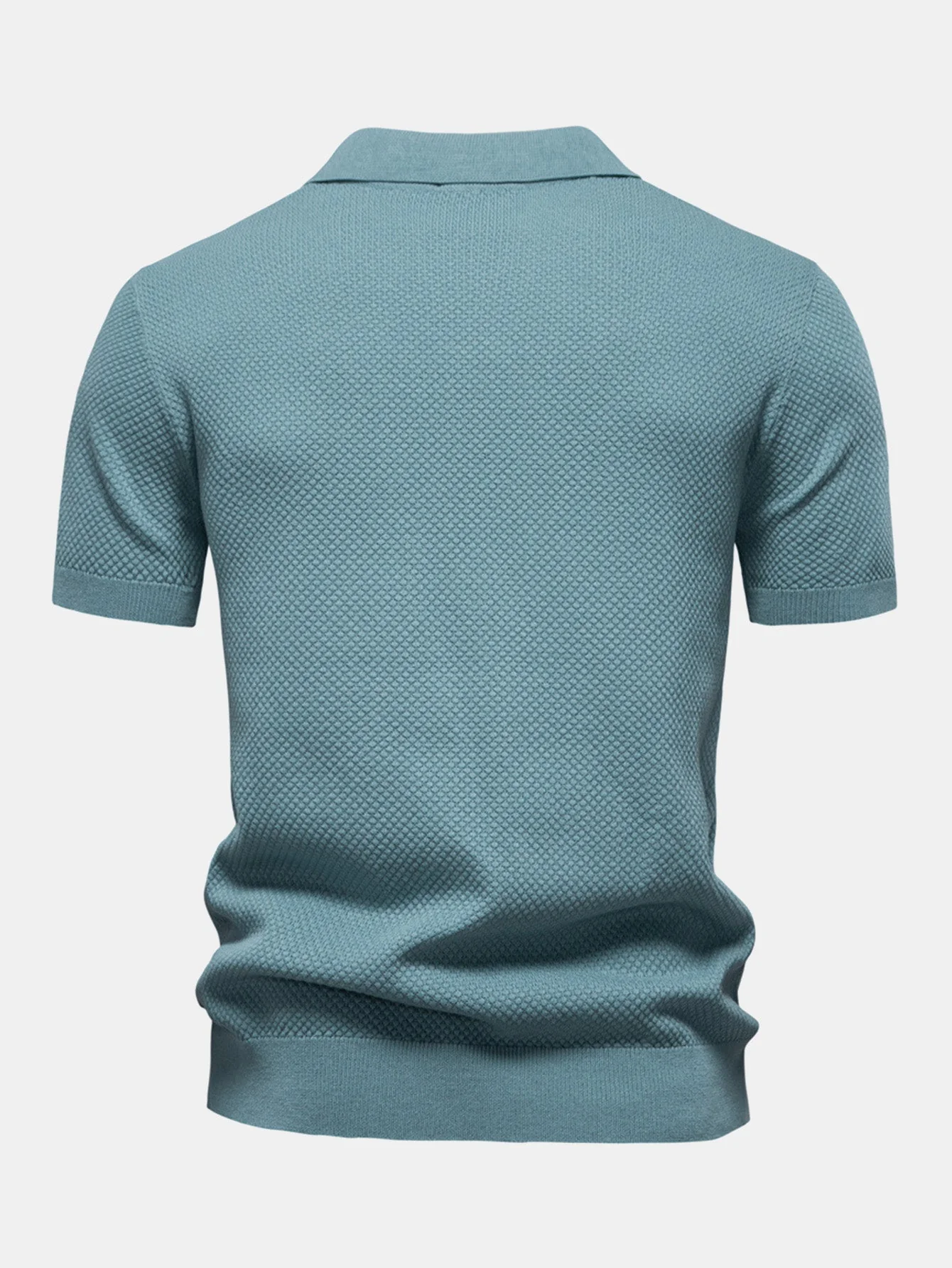 Elton® | Pineapple Texture Knit V Neck Polo - Image 2