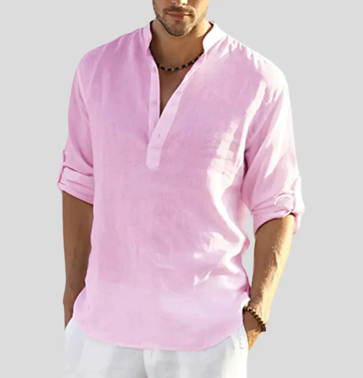 Elvis® | Elegant Linen Shirt With Collar - Image 7
