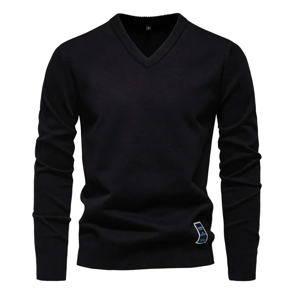 Emerenciano® | Solid Cotton V Neck Sweater - Image 7