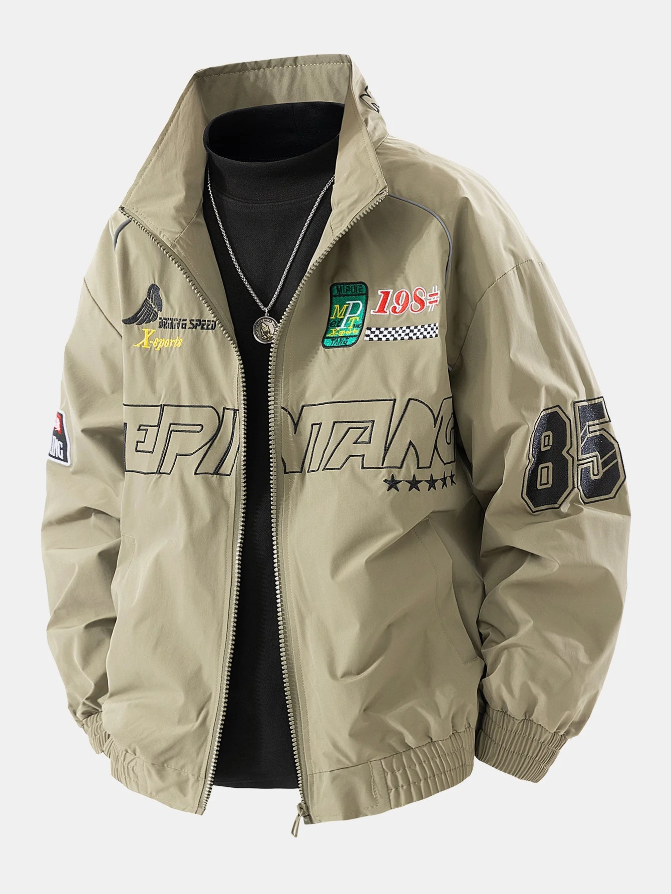 Emiliano® | Relax Fit Embroidered Racing Jacket - Image 8