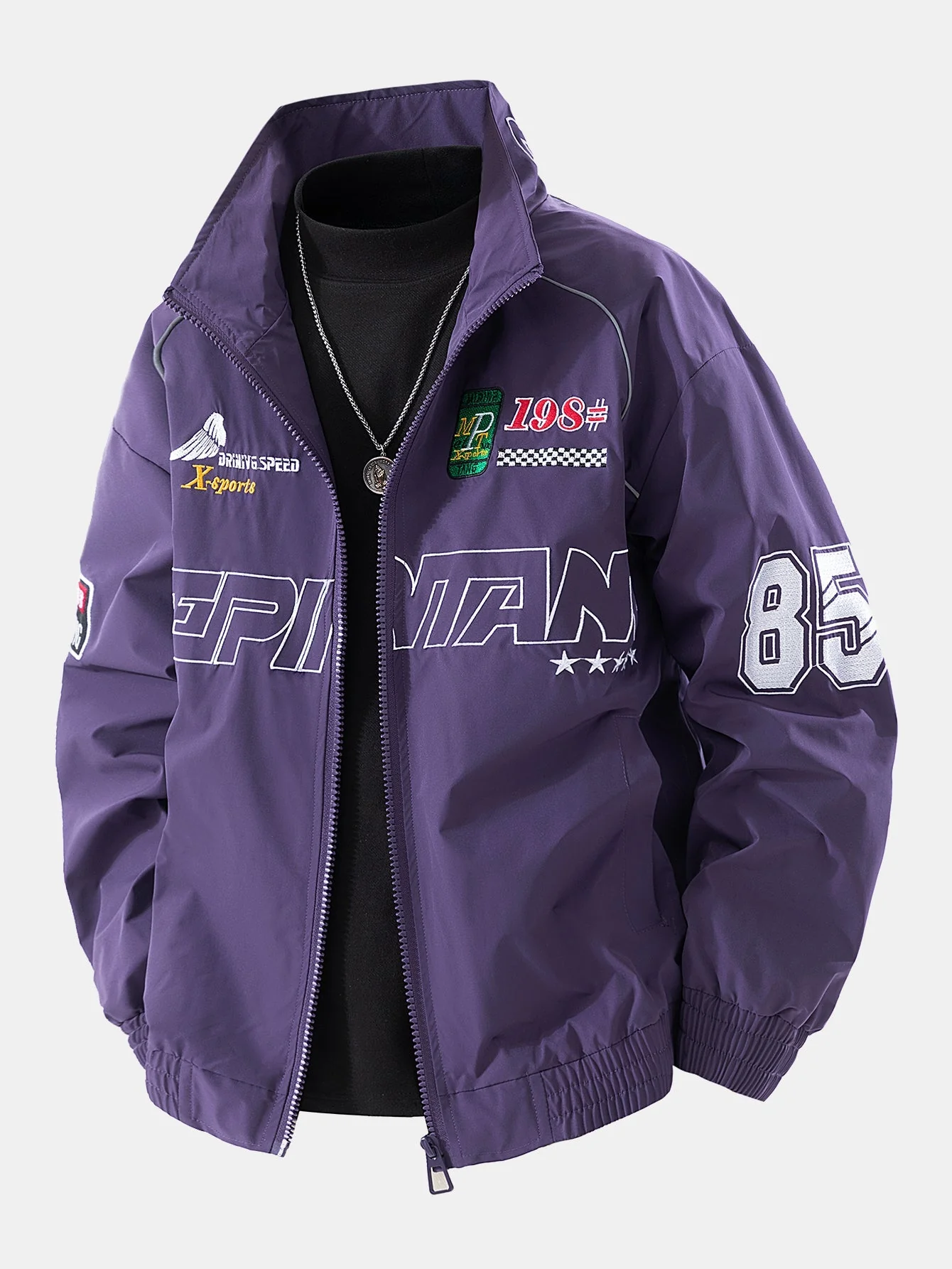 Emiliano® | Relax Fit Embroidered Racing Jacket - Image 9