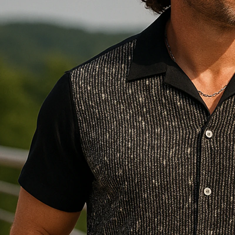 Emilio | Men'S Summer Fashion Textured Fabric Short Sleeve Shirt - Image 3