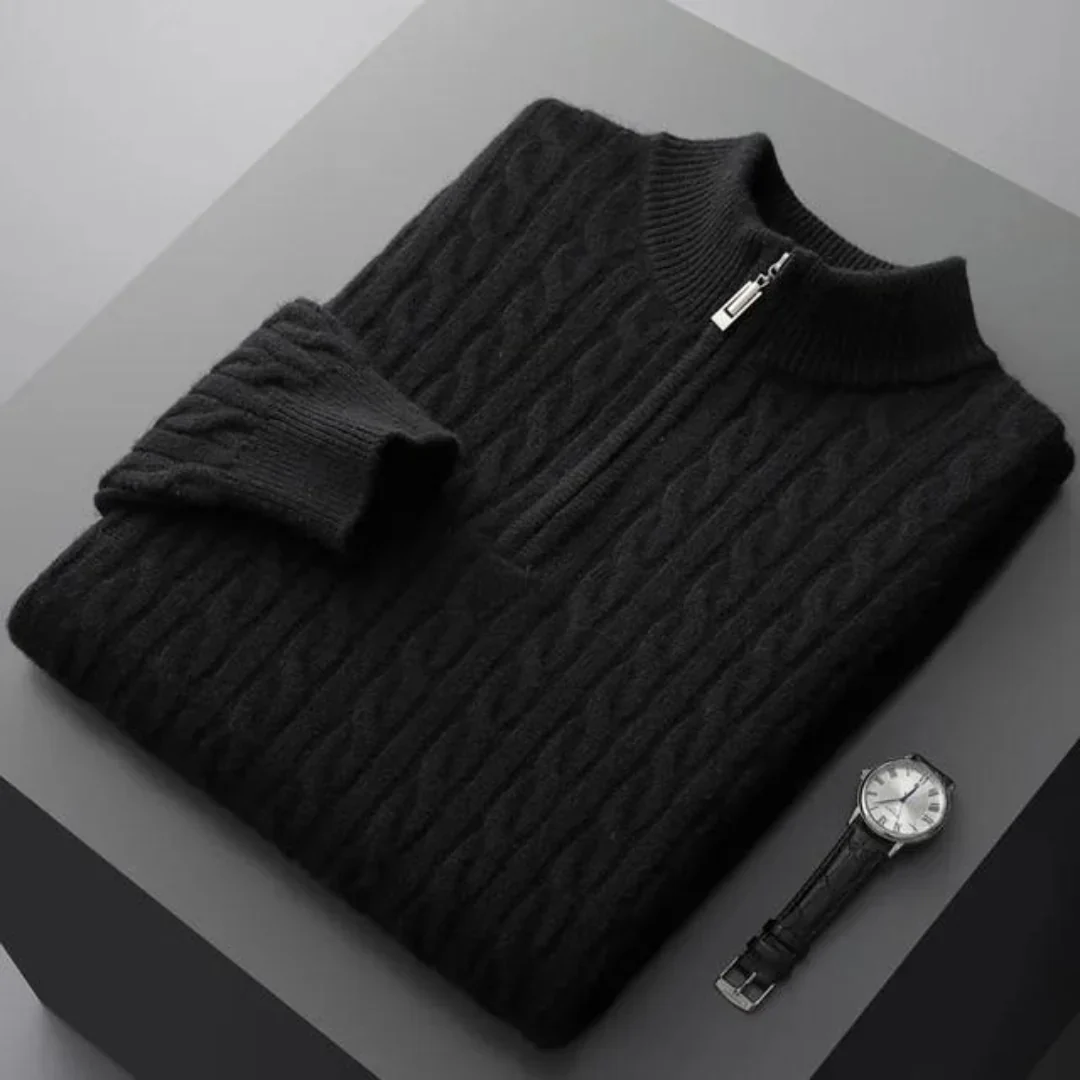 Emmett | Deneb Cashmere Woven Half Zip - Image 4