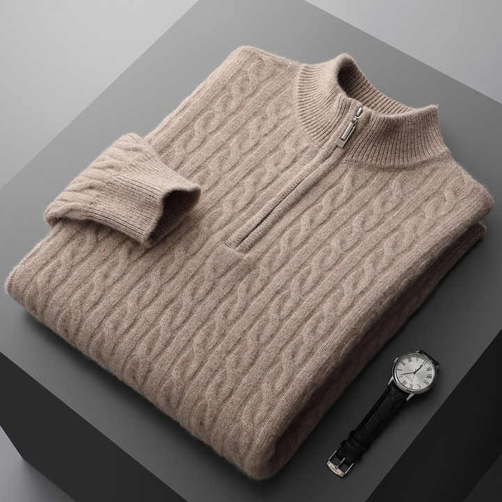Emmett | Deneb Cashmere Woven Half Zip - Image 6