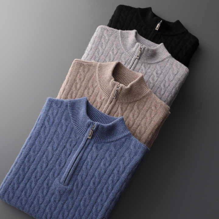 Emmett | Deneb Cashmere Woven Half Zip - Image 8
