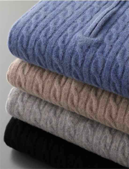 Emmett | Deneb Cashmere Woven Half Zip - Image 9