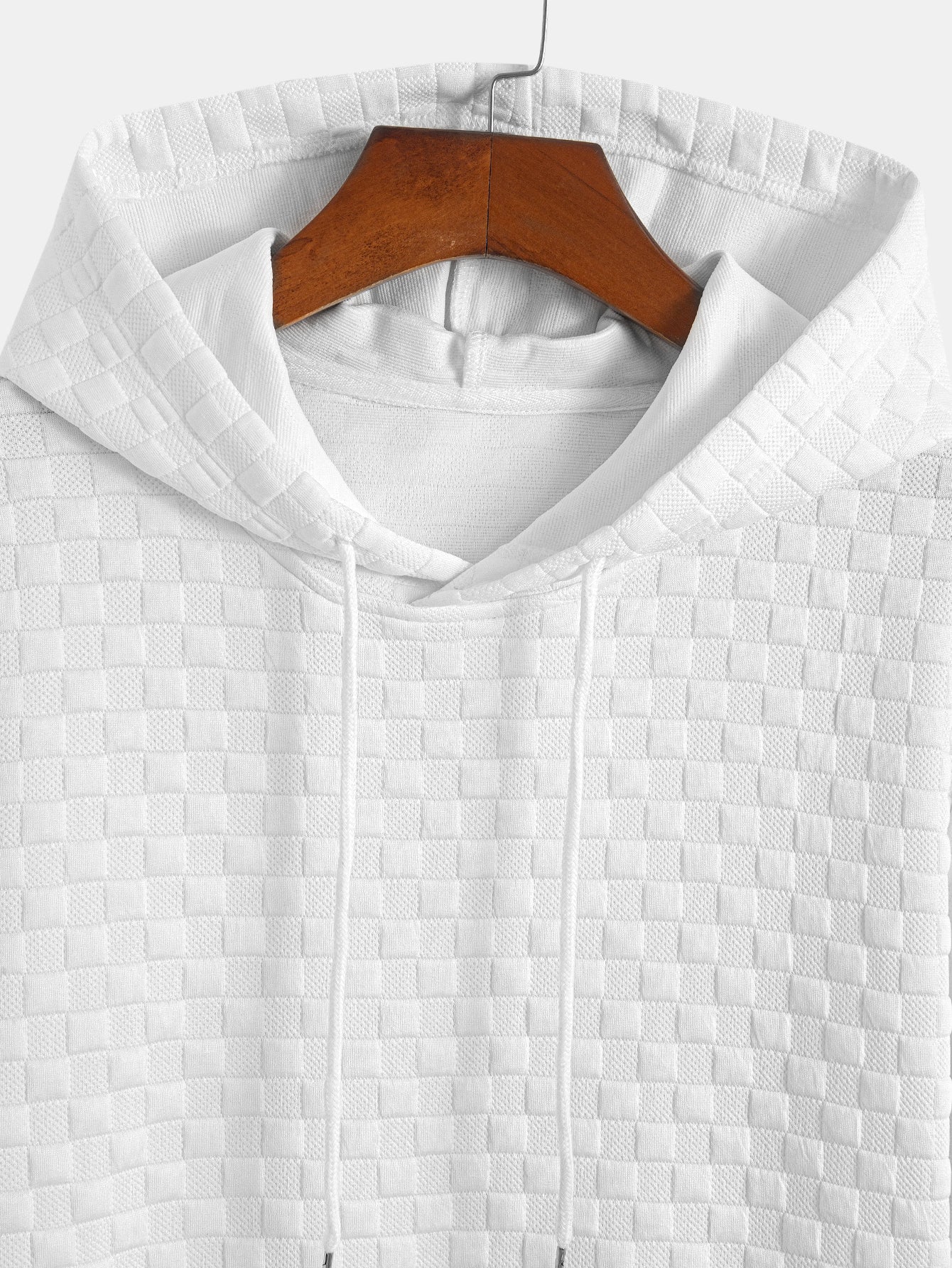 Enéas® | Checkerboard Jacquard Arc Hem Hooded T-Shirt & Checkerboard Jacquard Shorts - Image 11