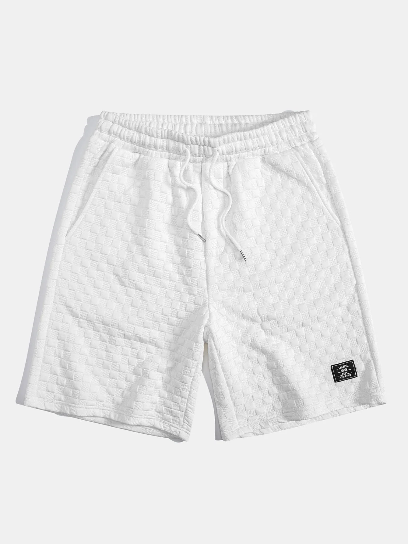 Enéas® | Checkerboard Jacquard Arc Hem Hooded T-Shirt & Checkerboard Jacquard Shorts - Image 7