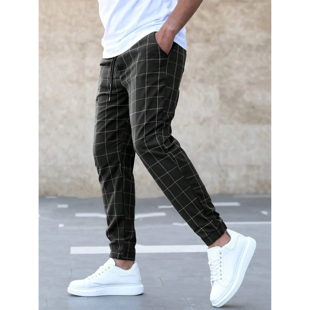 Enzo® | Men'S Grid Pattern Jogging Pants
