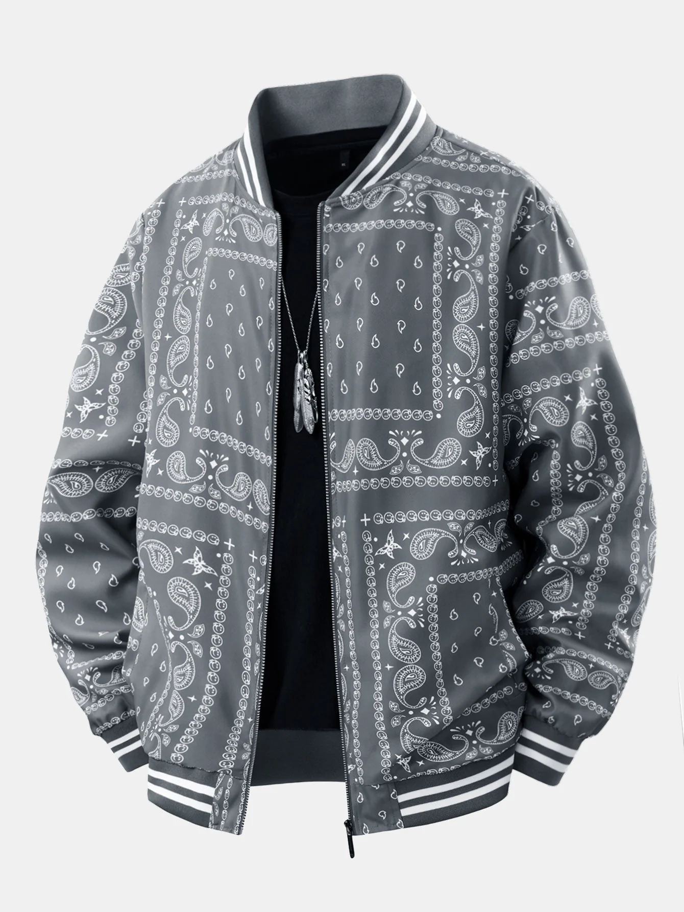 Eolo® | Paisley Print Baseball Jacket - Image 8