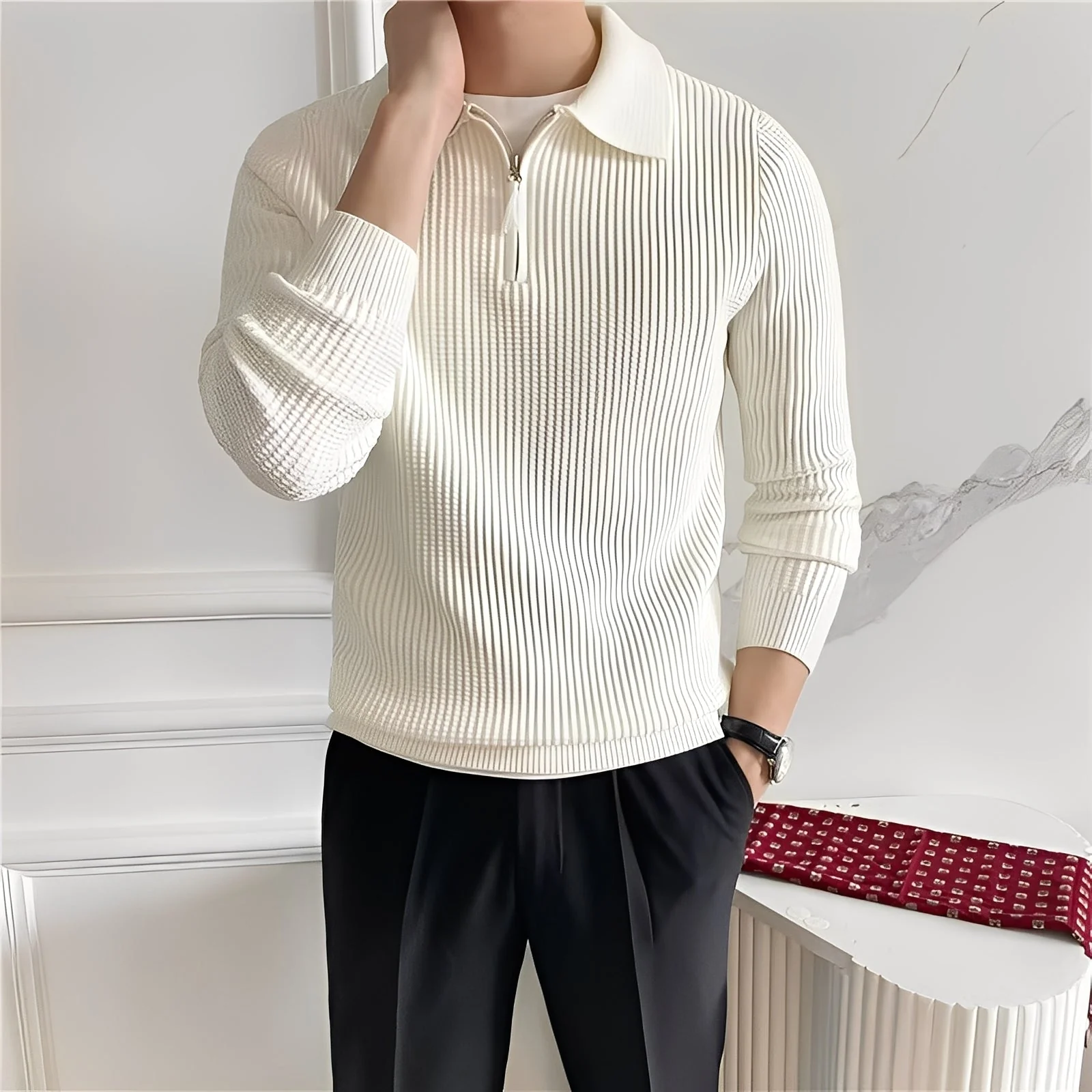 Ephreum | Emil – Elegant knitted sweater with zip - Image 2