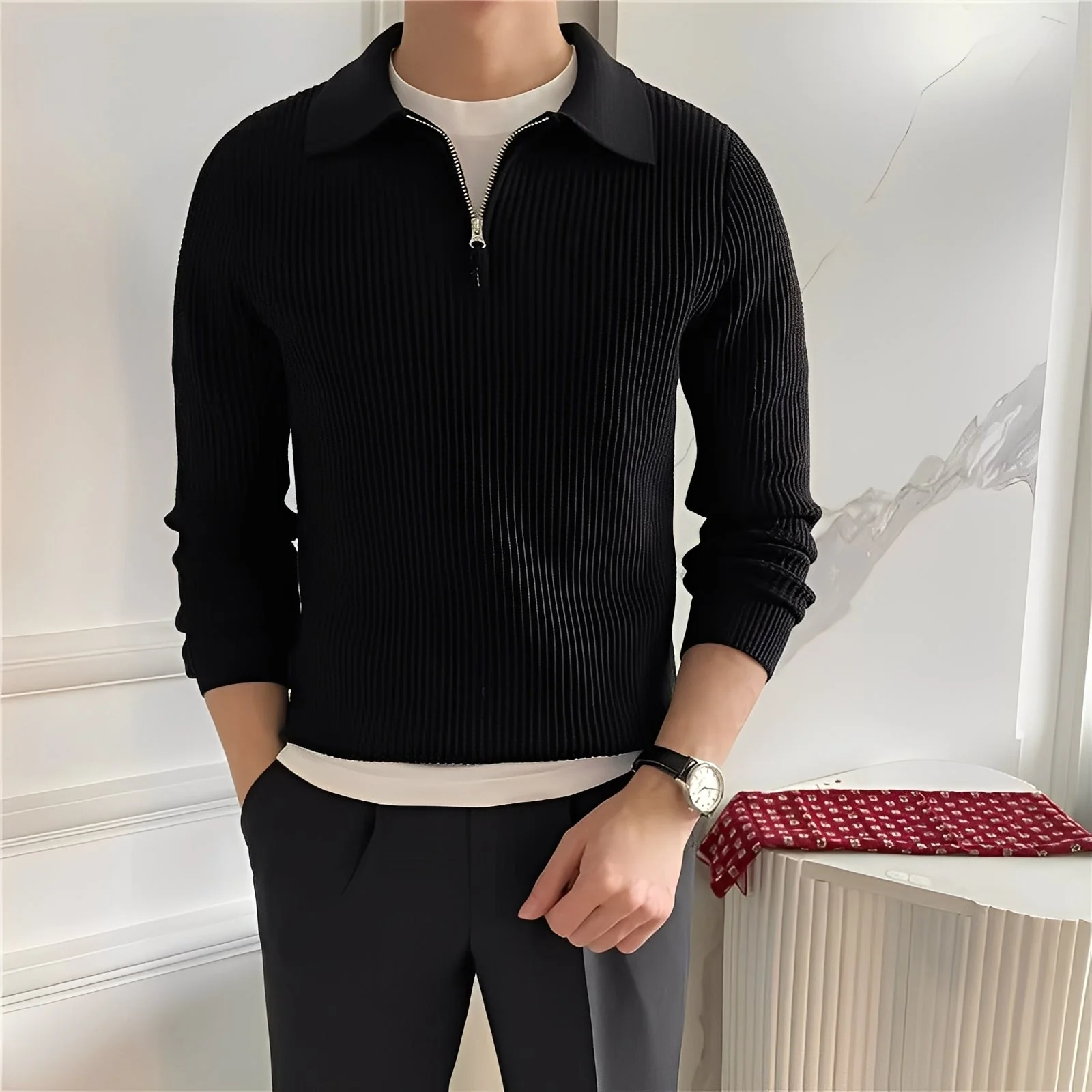 Ephreum | Emil – Elegant knitted sweater with zip - Image 4