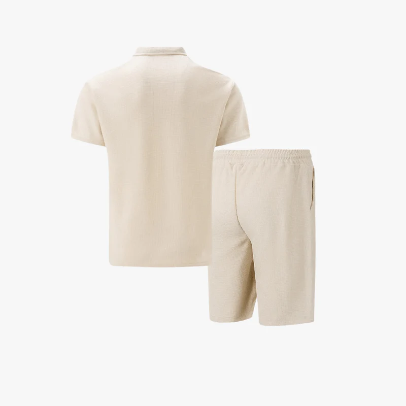 Erick | Men Soft Waffle Knit Summer Co-ord – Lightweight Matching Polo Shirt & Shorts - Image 3