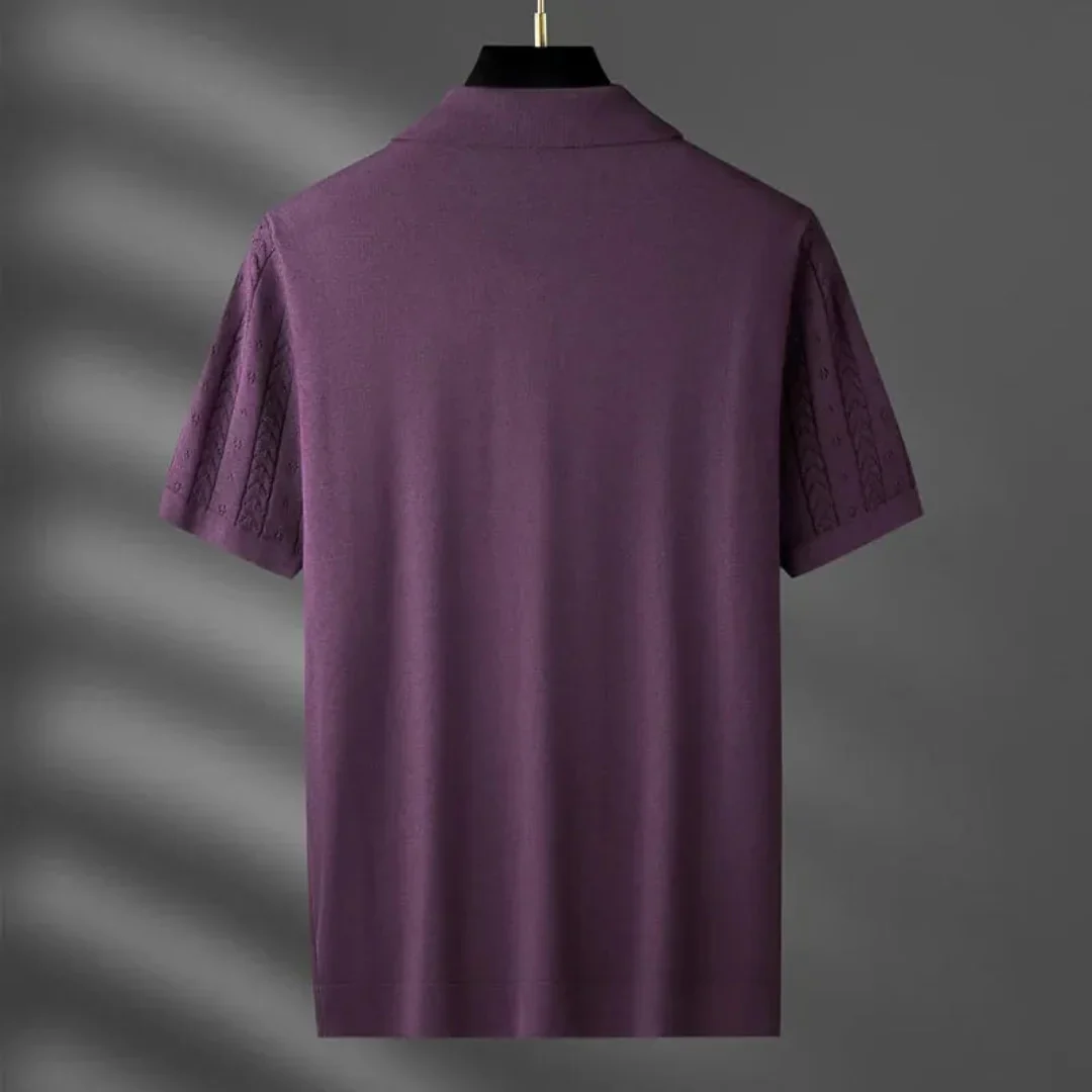 Erick | Milan Textured Knit Polo Shirt - Image 2