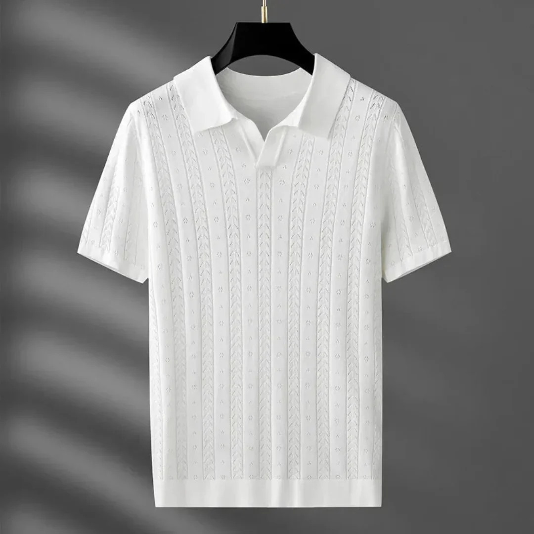 Erick | Milan Textured Knit Polo Shirt - Image 3