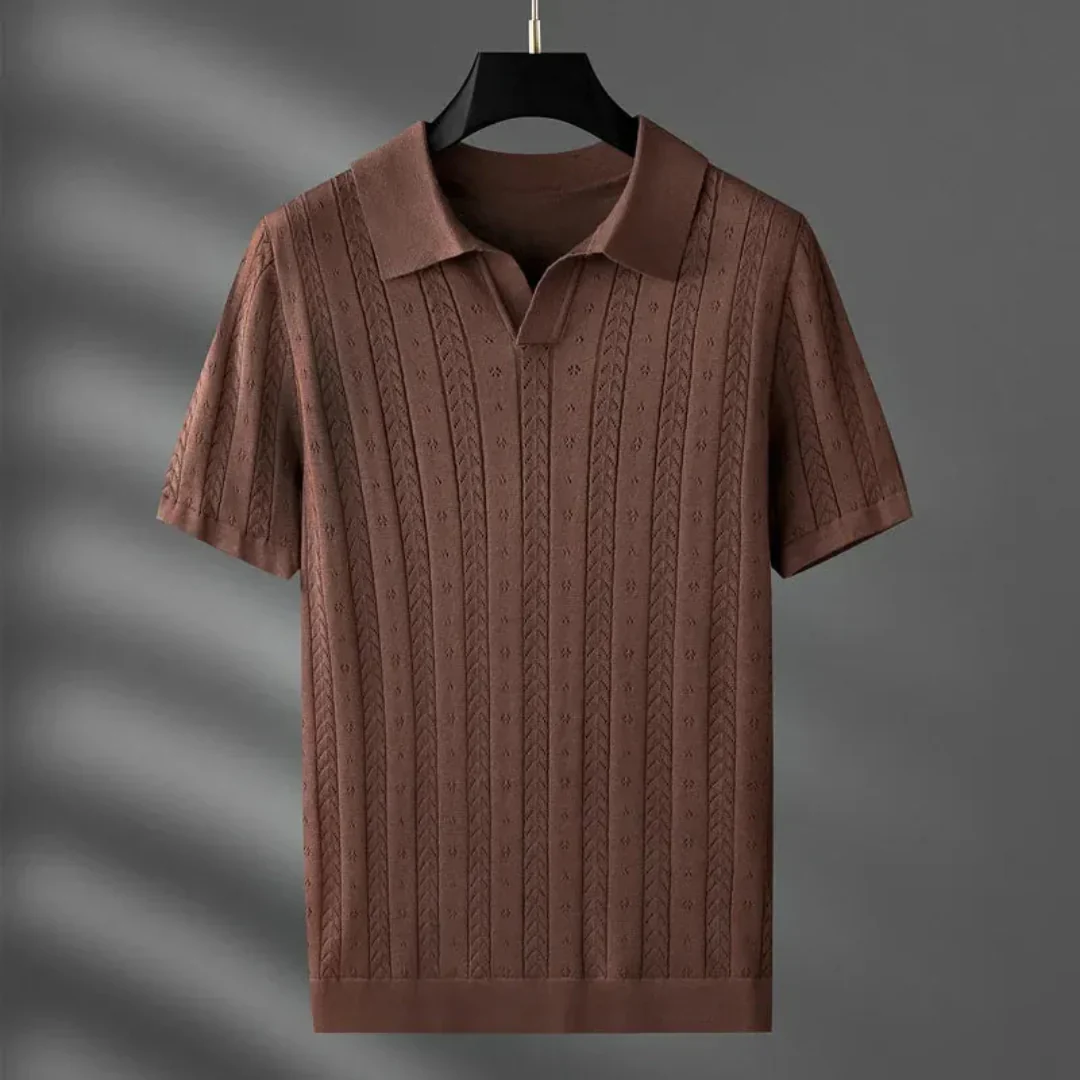 Erick | Milan Textured Knit Polo Shirt - Image 5