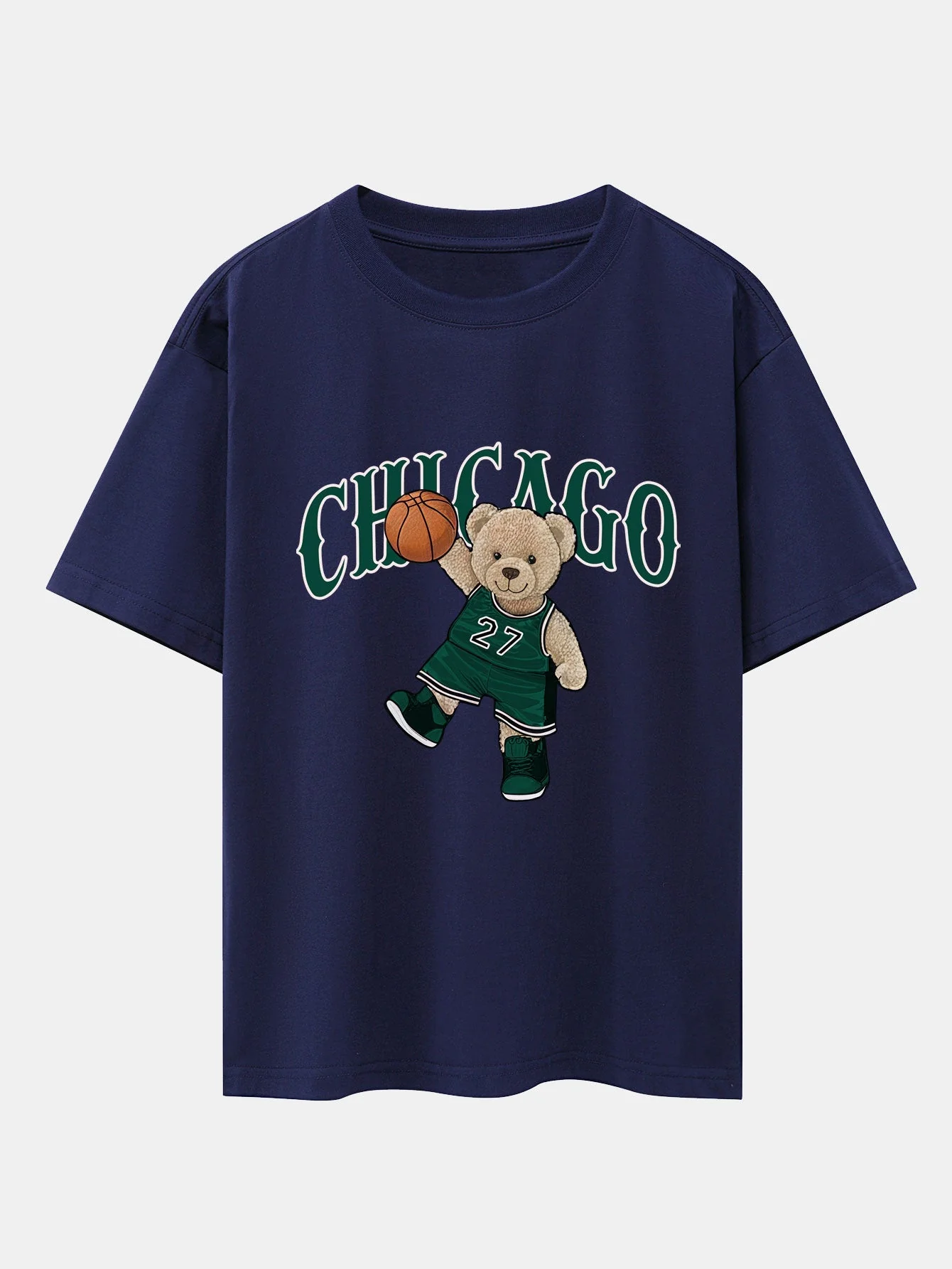 Erico® | Chicago Basketball Bear Print Drop Shoulder Oversize T-Shirt - Image 10