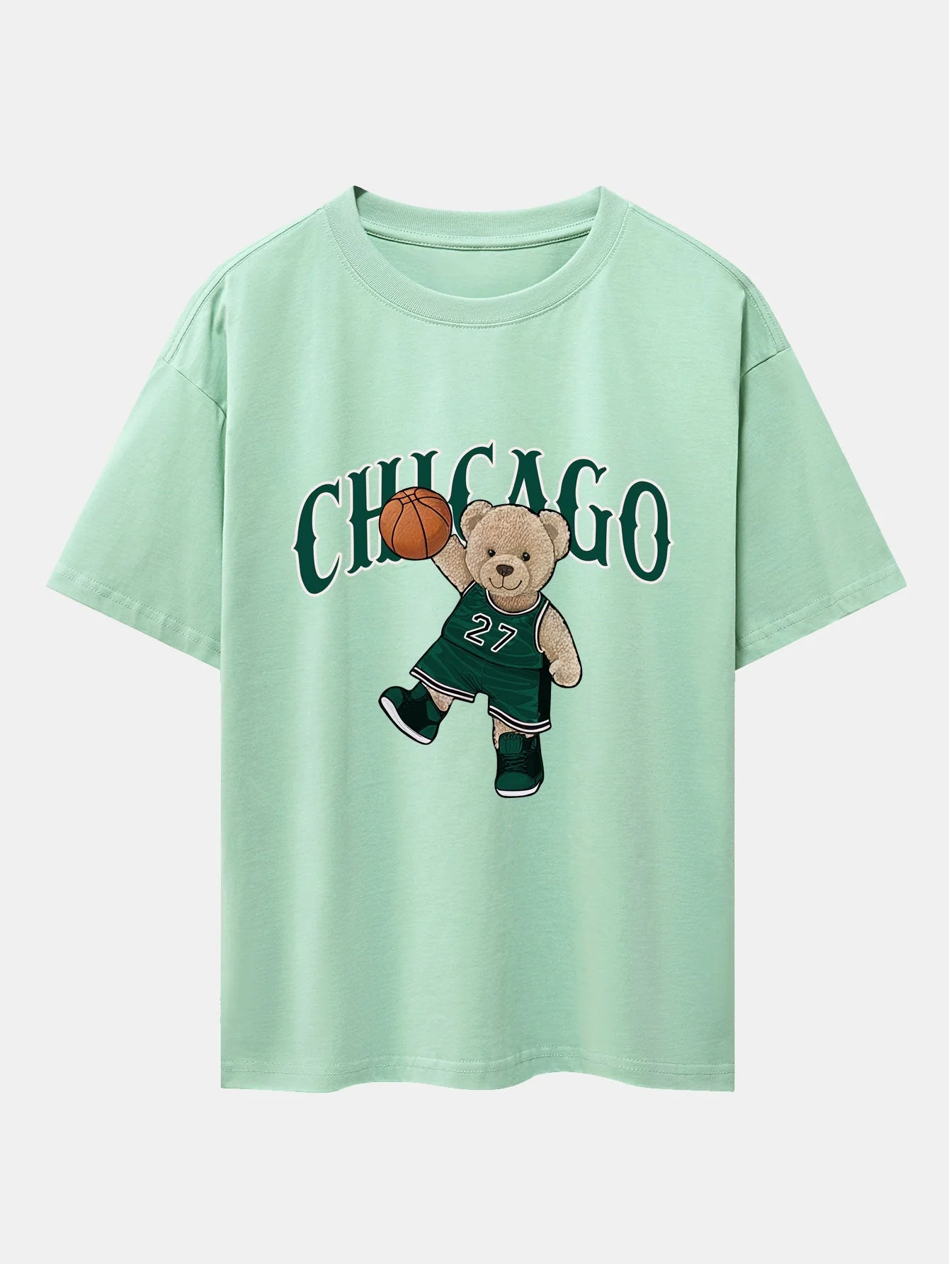 Erico® | Chicago Basketball Bear Print Drop Shoulder Oversize T-Shirt - Image 11