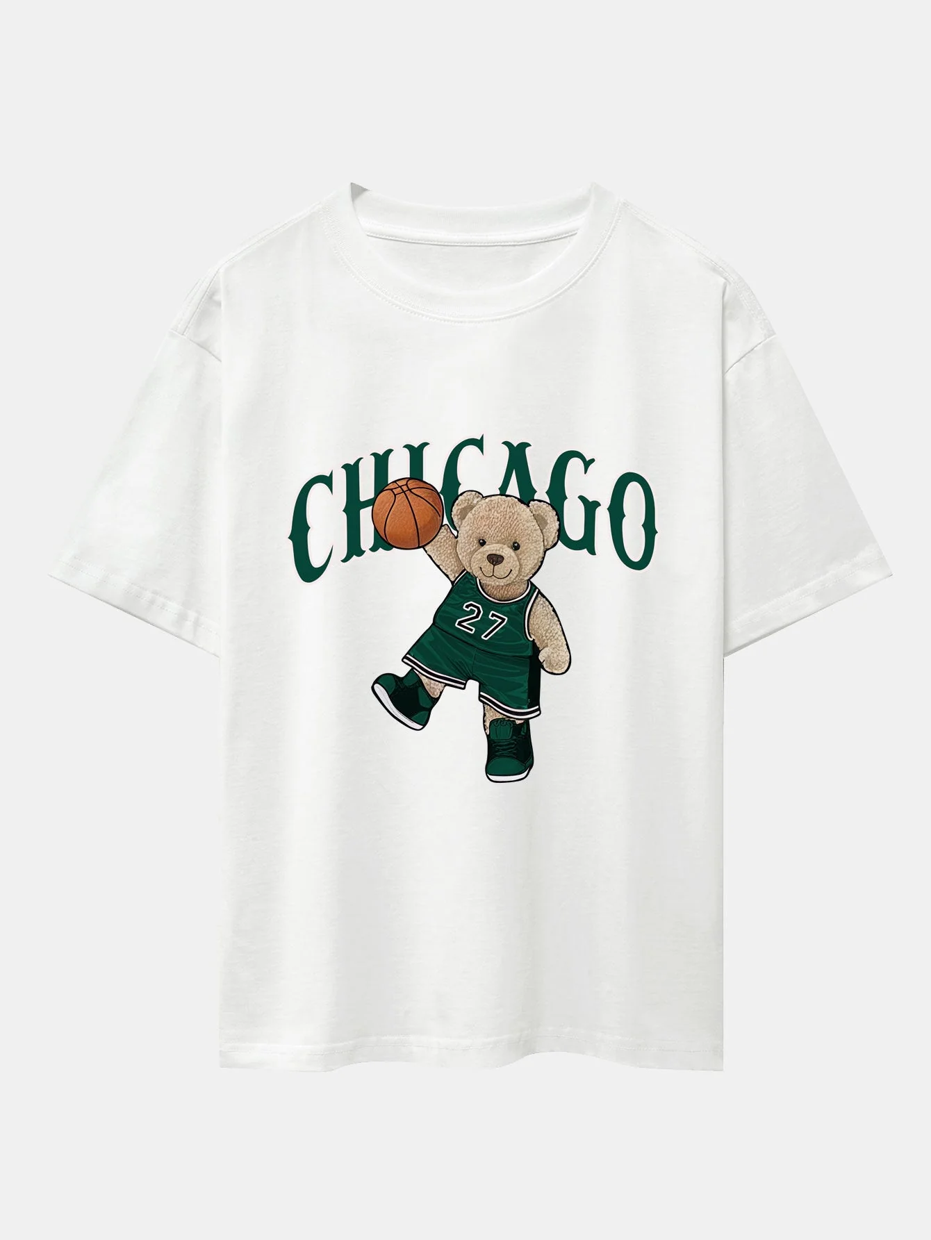 Erico® | Chicago Basketball Bear Print Drop Shoulder Oversize T-Shirt - Image 2