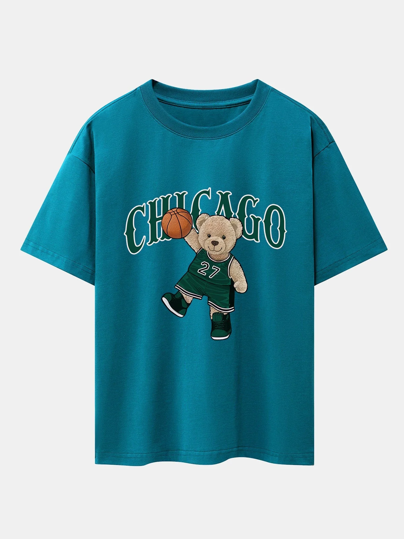 Erico® | Chicago Basketball Bear Print Drop Shoulder Oversize T-Shirt - Image 4