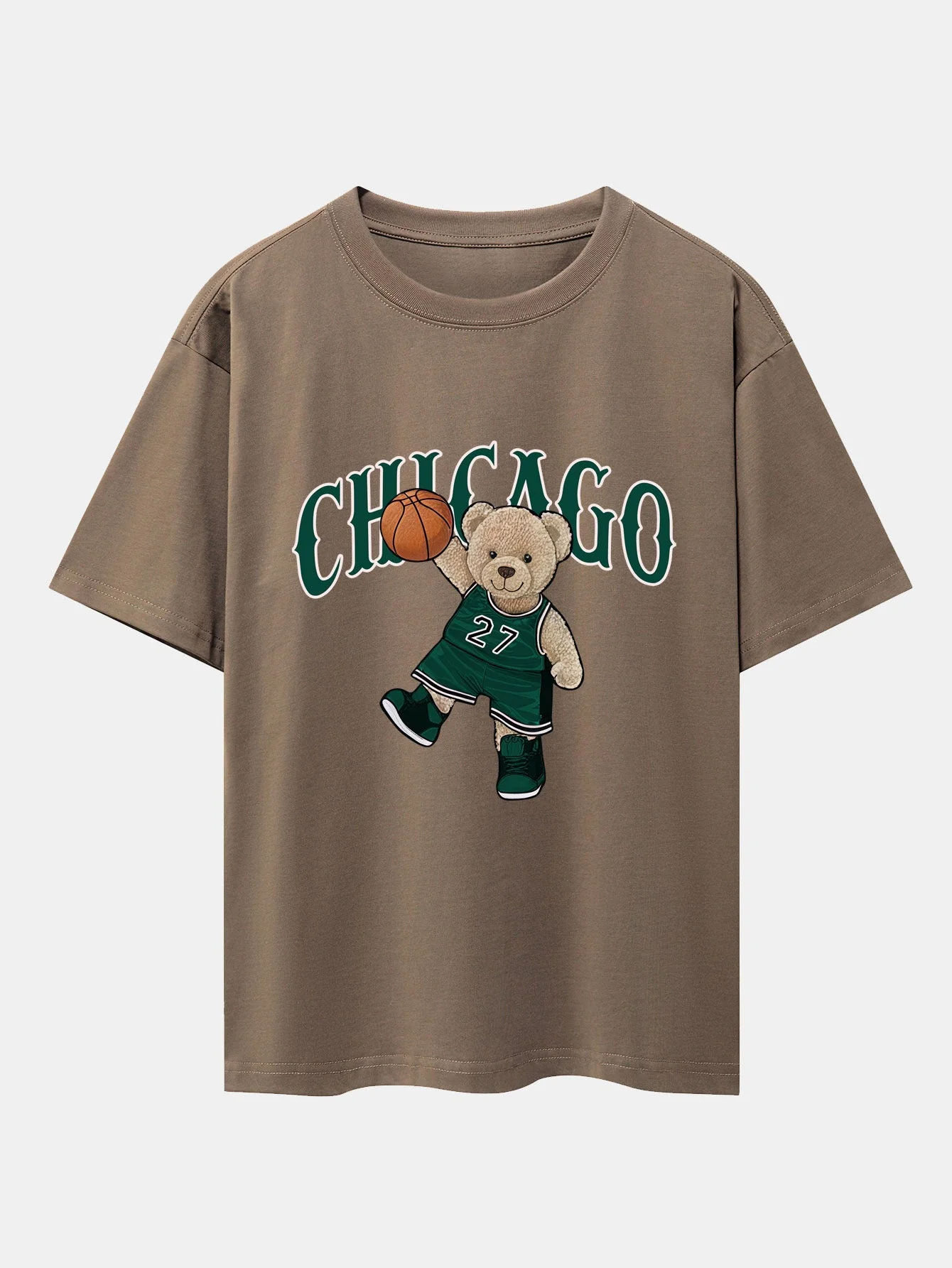 Erico® | Chicago Basketball Bear Print Drop Shoulder Oversize T-Shirt - Image 5