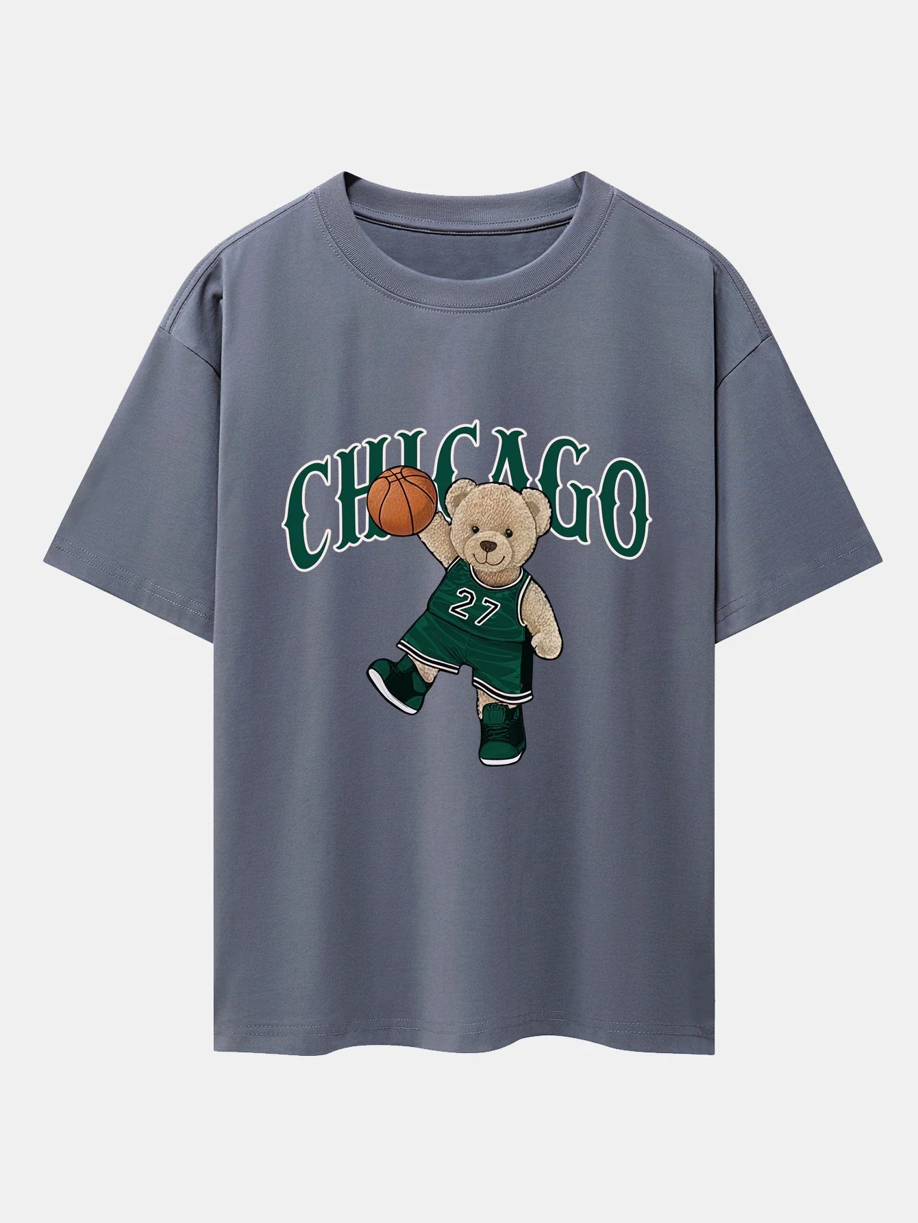 Erico® | Chicago Basketball Bear Print Drop Shoulder Oversize T-Shirt - Image 6