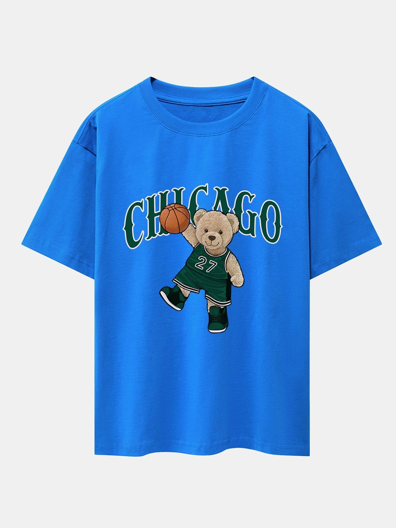 Erico® | Chicago Basketball Bear Print Drop Shoulder Oversize T-Shirt - Image 7