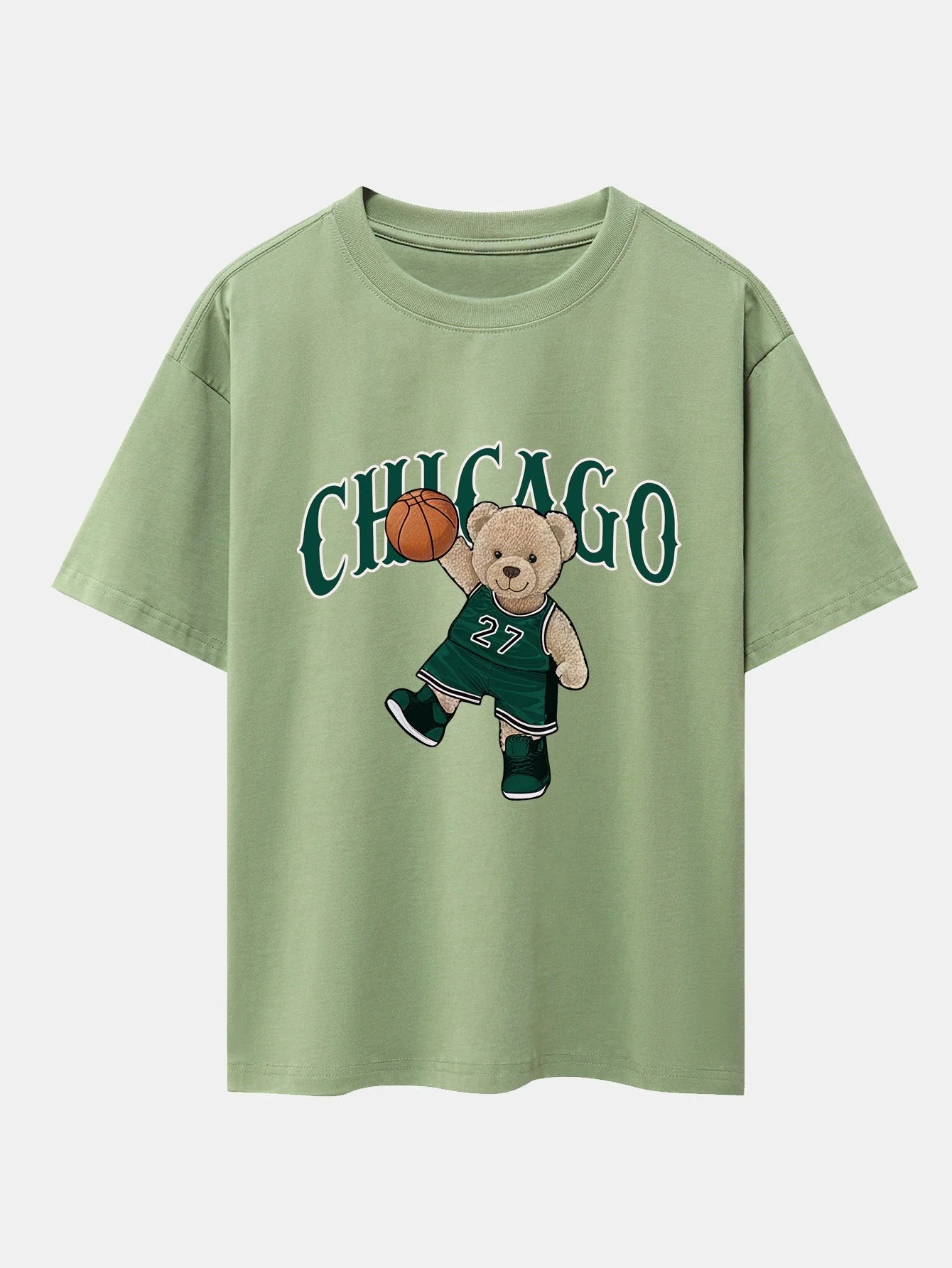 Erico® | Chicago Basketball Bear Print Drop Shoulder Oversize T-Shirt - Image 8