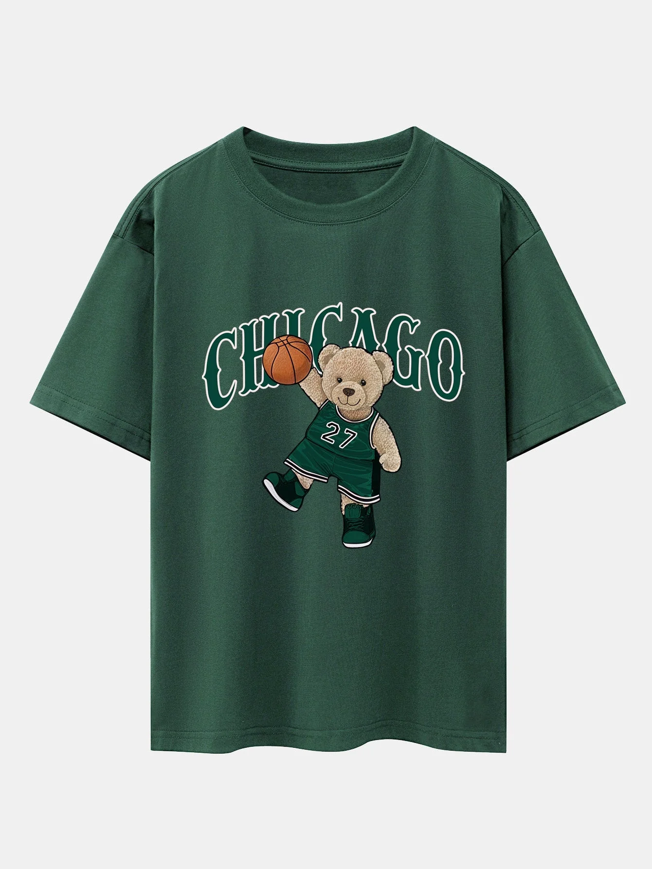 Erico® | Chicago Basketball Bear Print Drop Shoulder Oversize T-Shirt - Image 9