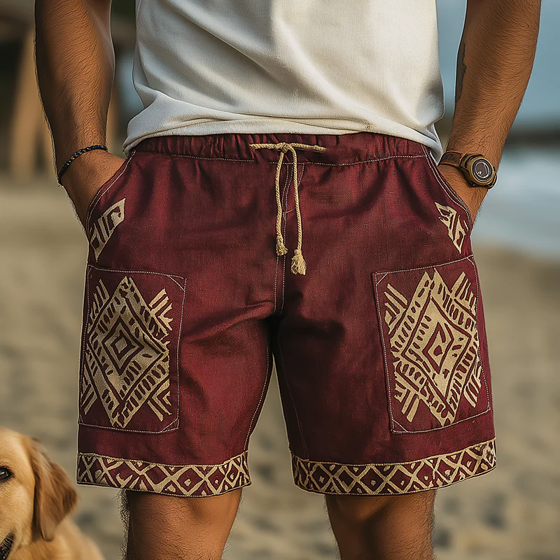 Ernesto | Men'S Summer Fashion Simple Printed Linen Casual Shorts - Image 2