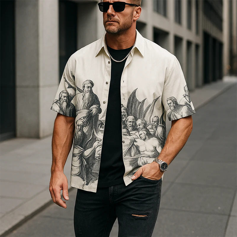 Ernie | Men'S Summer Fashion Printed Polyester Blended Short Sleeve Shirt - Image 2