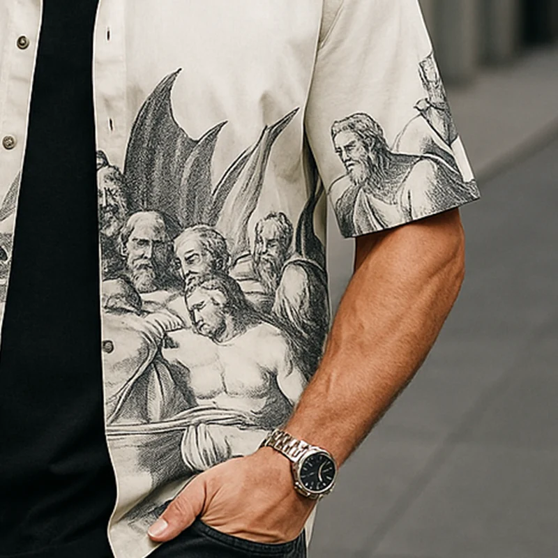 Ernie | Men'S Summer Fashion Printed Polyester Blended Short Sleeve Shirt - Image 4