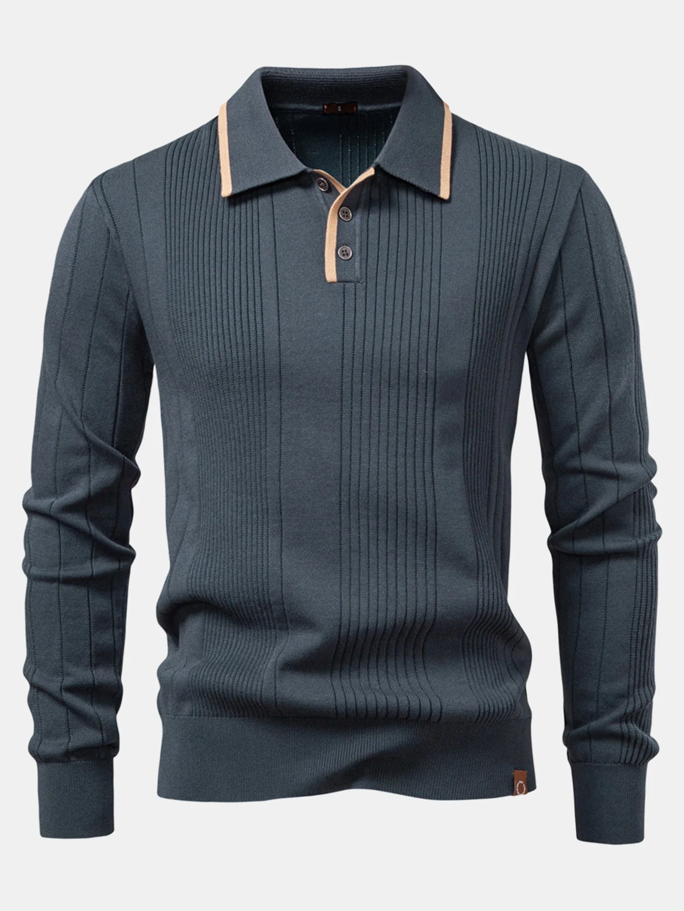 Escipión® | Long Sleeved Knitted Stripe Jacquard Polo Shirt & Slim Fit Tapered Trousers - Image 14