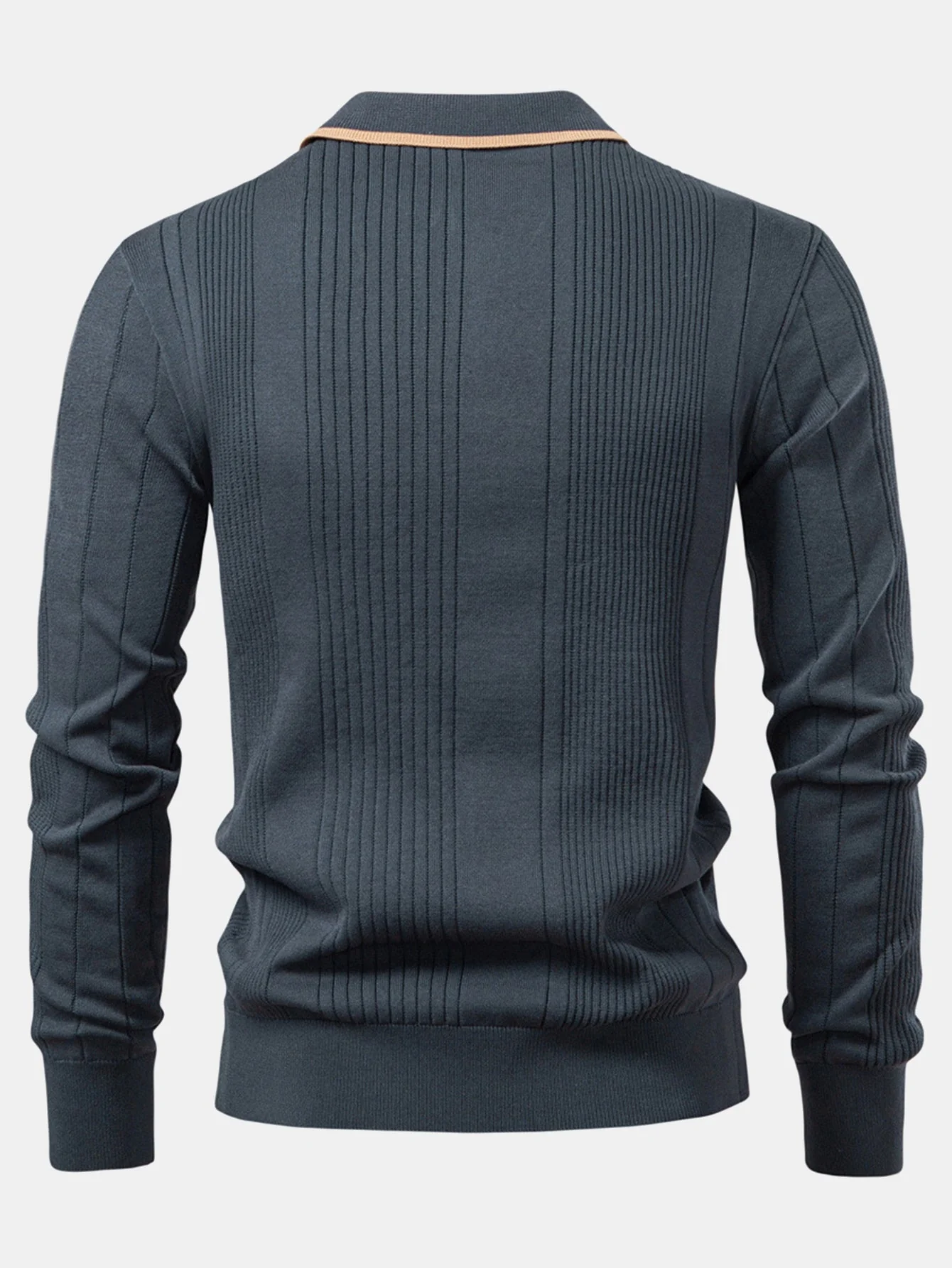 Escipión® | Long Sleeved Knitted Stripe Jacquard Polo Shirt & Slim Fit Tapered Trousers - Image 15